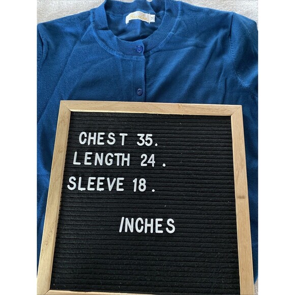 Huuloo Women's Sz M Dark Teal Button Down Cardigan Sweater - Picture 10 of 10